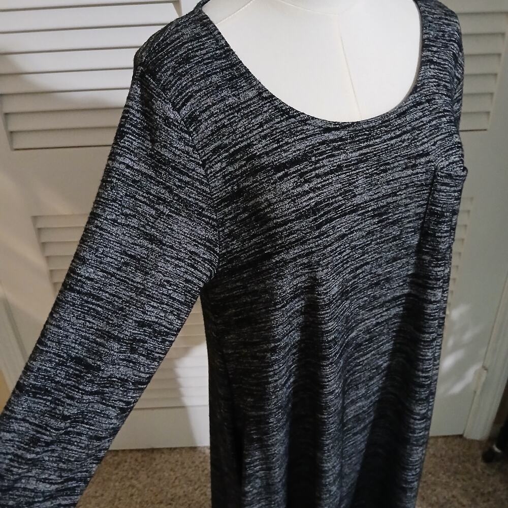 Nina Leonard Large Long-sleeved pockets heather grey A line dress high quality